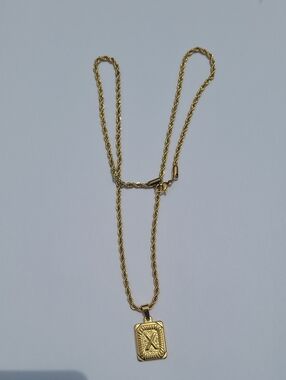 Unisex Letter X Stainless Steel Gold Color 22" Pendant High Quality